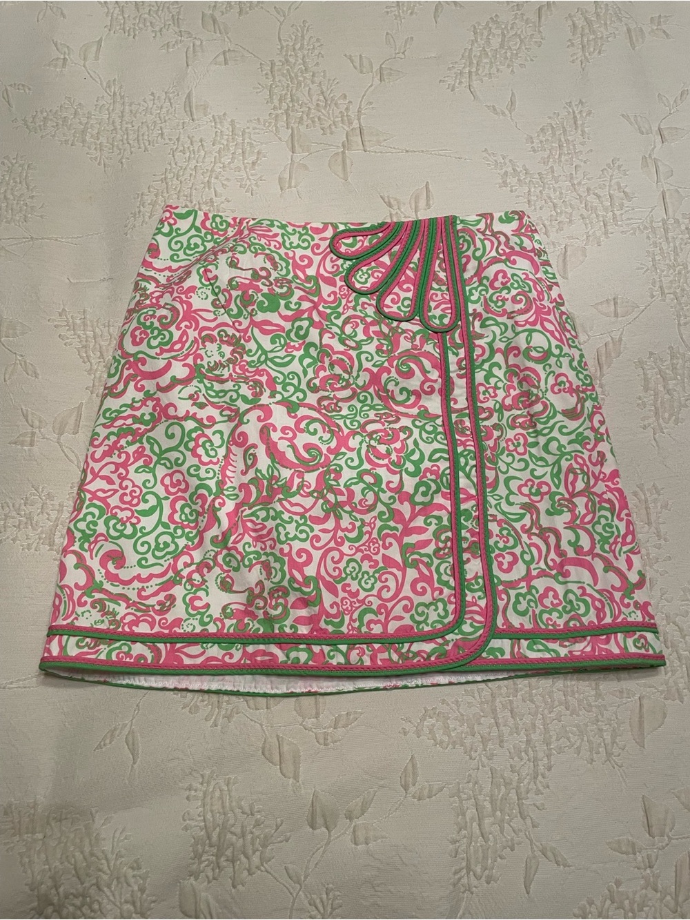 Lilly Pulitzer Pink & Green Printed Mini Wrap Skirt